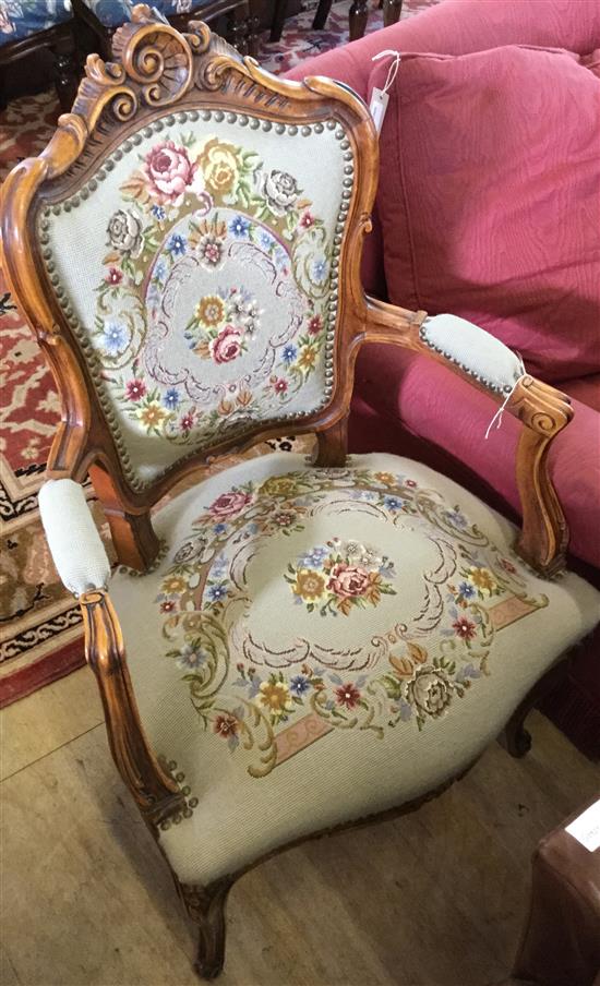 Louis XV style carved and stained beech fauteuil